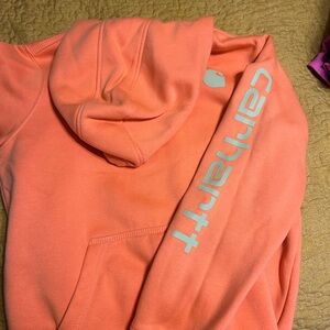 Carhartt Peach Hoodie with Logo Sleeve